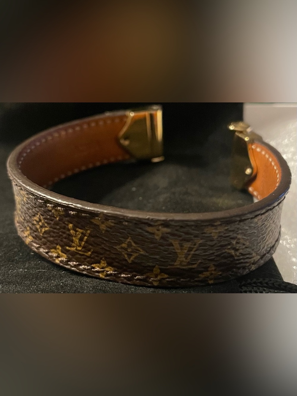 Louis Vuitton Monogram Canvas Brown and Gold Cuff Bracelet
